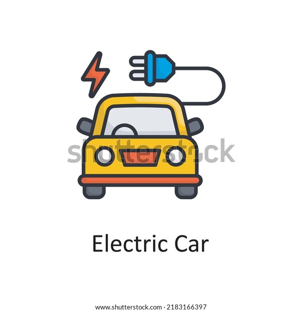 Electric Car\
vector filled outline Icon Design illustration. Miscellaneous\
Symbol on White background EPS 10\
File