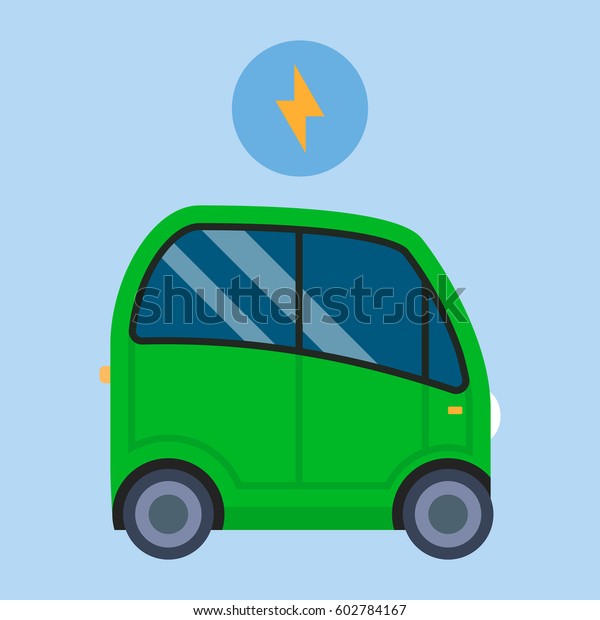 Electric\
car. Vector flat design illustration. Eco\
car