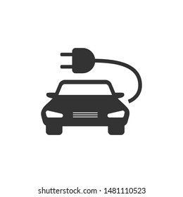 Electric car vector flat icon isolated on white background. Eps 10