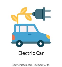 Electric Car Vector Flat Icon Design illustration. Nature and ecology Symbol on White background EPS 10 File