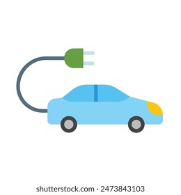 Electric Car Vector Flat Icon Design