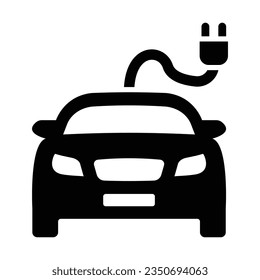 Icono De Glifo Vector De Coche Eléctrico Para Uso Personal Y Comercial.
