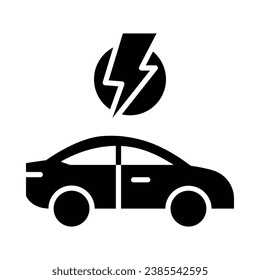Electric Car Vector Glyph Icon For Personal And Commercial Use.

