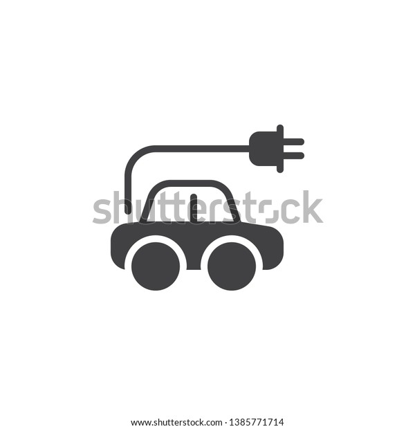 Electric car\
vector icon. Eco car filled flat sign for mobile concept and web\
design. Auto with electric plug glyph icon. Symbol, logo\
illustration. Pixel perfect vector\
graphics