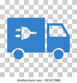 Electric Car vector icon. Illustration style is a flat iconic cobalt symbol on a transparent background.