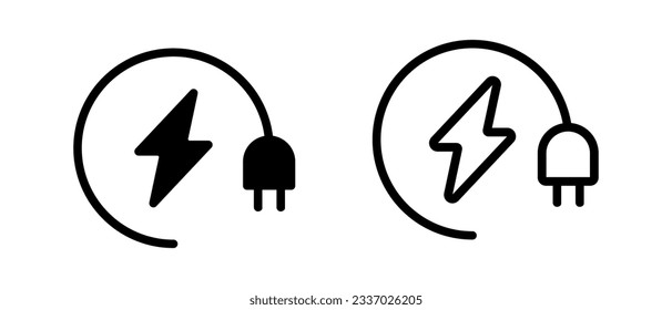 Electric car vector icon set. Electric car charging point symbol