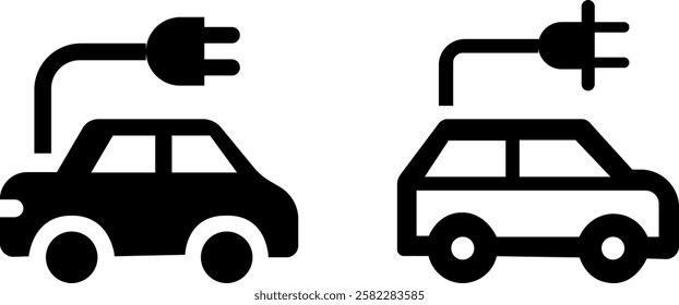 Electric Car Vector Icon Set – Sustainable and Eco-Friendly Vehicle Designs