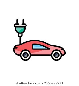 Electric Car vector icon stock illustration