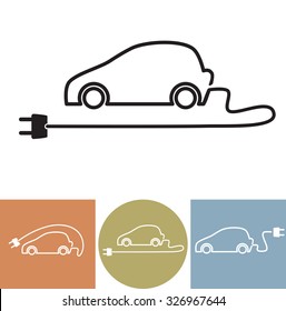 Electric Car Vector Icon  For Video, Mobile App, Web Sites And Other Projects.