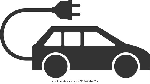 Electric car vector illustration. Flat illustration iconic design of electric car, isolated on a white background.