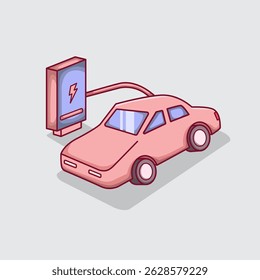 Electric Car Vector Illustration for technology automotive design smart city concept and environmental campaigns Scalable and editable for digital or print use