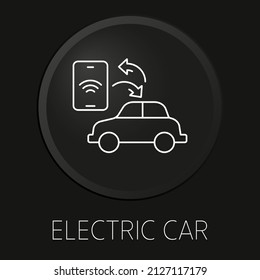 Elektrisches Auto Vektorsymbol auf 3D-Schaltfläche einzeln auf schwarzem Hintergrund. Premium-Vektorgrafik.