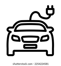 Diseño de iconos de la línea del vector del coche eléctrico