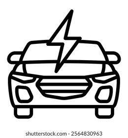 Electric Car Vector Line Icon Design