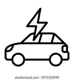 Electric Car Vector Line Icon Design