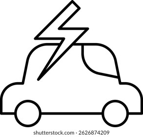 Electric Car Vector Line Icon Design