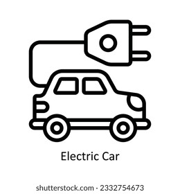 Electric Car Vector  outline Icon Design illustration. Nature and ecology Symbol on White background EPS 10 File