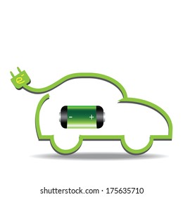 Electric car vector, renewable energy