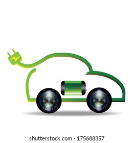 Electric car vector, renewable energy