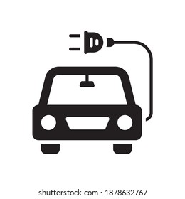 Electric Car Vector Solid Style Icon. EPS 10 File 