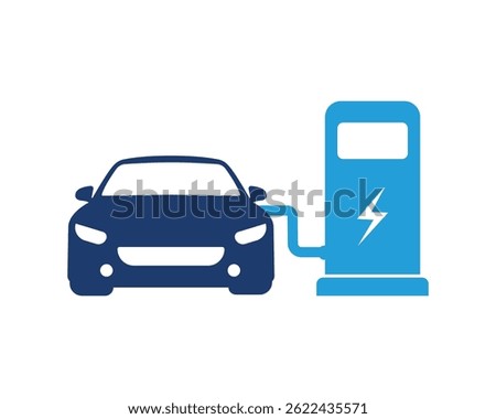 Electric car vehicle station EV vector. Electric car charge station icon. Electric car refueling icon symbol. EV car, Green hybrid vehicles charging point. Eco friendly vehicle concept.