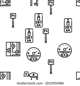 Electric Car Vehicle Vector Seamless Pattern Thin Line Illustration