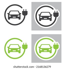 Electric car and electric vehicles charging, symbol, icon, sticker. svg