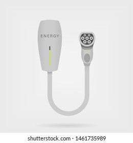 Electric Car Wall Charger. Small Home Charging Station With A Type 2 Mennekes Connector Vector Illustration