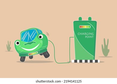 Vehículo eléctrico durante la carga en estaciones de carga o punto de carga