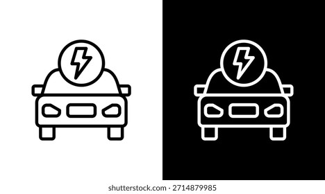 Diseño de conjunto de iconos blancos de coche eléctrico