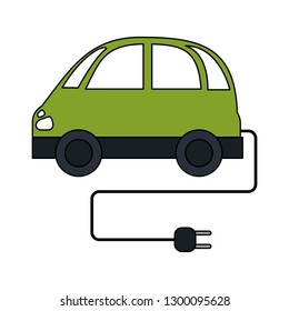 Electric car with wire and plug