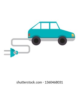 Electric car with wire and plug