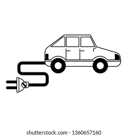 Electric car with wire and plug