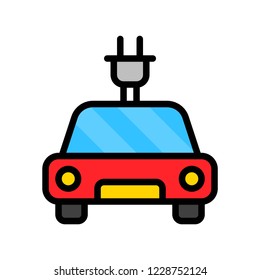 electric car,filled outline icon editable stroke