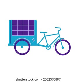 Electric Cargo Bike With Delivery Cart. Flat Vector Illustration