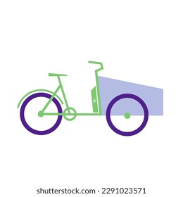 Electric cargo bike icon. Electro transport logo silhouette. Flat vector illustration