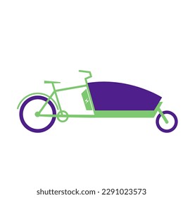 Electric cargo bike icon. Electro transport logo silhouete. Flat vector illustration