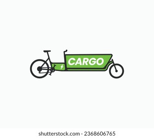 Ilustración del logotipo del icono del vector de la bicicleta de carga eléctrica. Objeto aislado en segundo plano