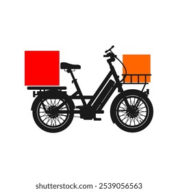 electric cargo delivery bike silhouette vector design