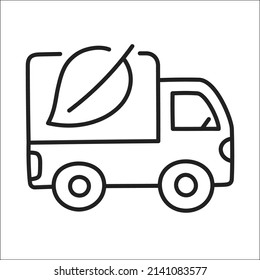electric cargo truck. hand drawn EV doodle icon.