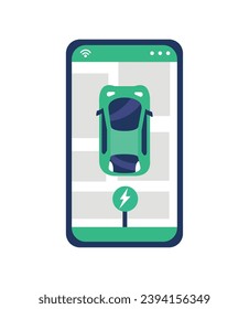 electric cars charging app mobile illustration