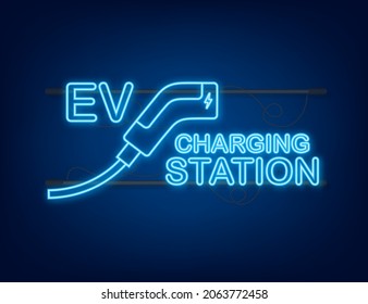 Electric cars charging on empty parking, fast supercharger station and many free charger stalls. Vehicle on electricity network grid