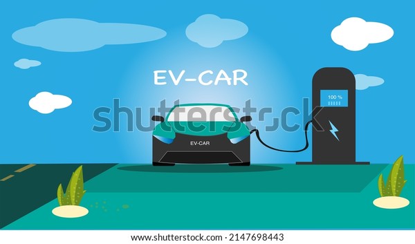 Electric cars are charging from electric\
service stations, love the\
environment.