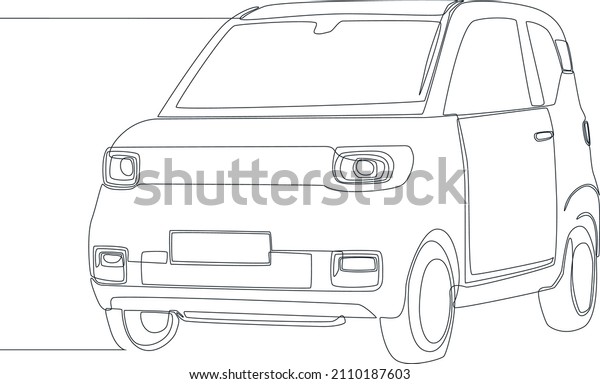 Electric cars draw by simple continuous line,\
base on black and white background. Vector illustration. Electric\
vehicle. Latest technology, smart technology and innovative\
technology.