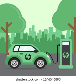 Electric Cars Environmentally Friendly Charging Cable Stock Vector ...