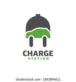 Electric Cars Logo Charge Station Logo Plug Electricity and Car Symbol