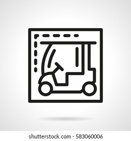 Electric cart for golfing. Simple line style icon