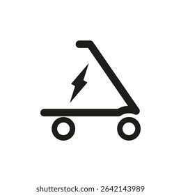 Electric cart icon. Delivery energy symbol. Power lightning element. Vector transport shape.