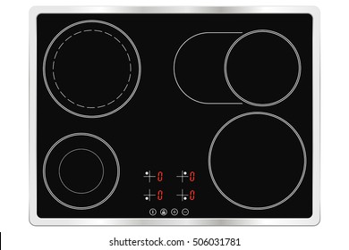 Electric ceramic oven. Cooktop. Vector illustration isolated on white background