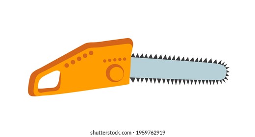 Electric chainsaw illustration. Vector power saw isolated.